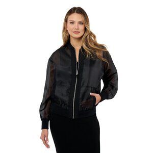 NEW Edited by Remi Bader Women's Sheer Bomber Jacket Black Large